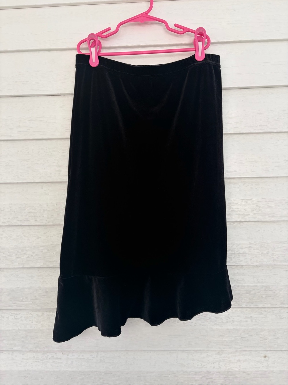 Copper Key Black Velvet Asymmetrical Midi Skirt Ruffle Hem Y2K